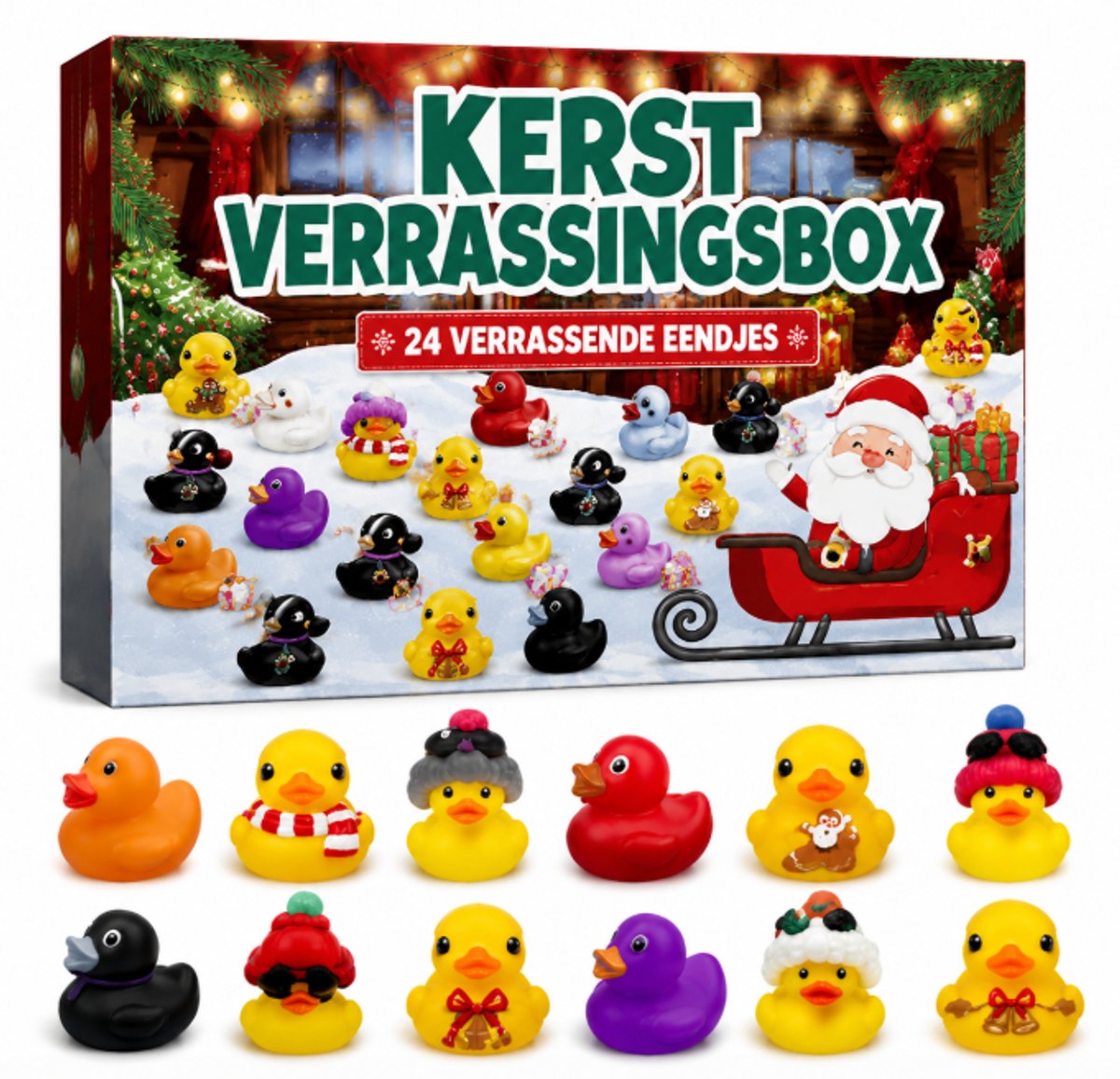 Adventskalender 2025 voor kinderen - kleine gele eend - kerstkalender eenden - 24 roosters voor jongens en meisjes - 3-12 jaar - piepende eenden - adventskalender - kerstcadeaus