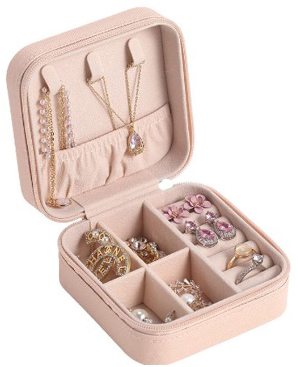 Nude Pink Minimalistische Sieradendoos - Draagbare PU-leer opbergdoos