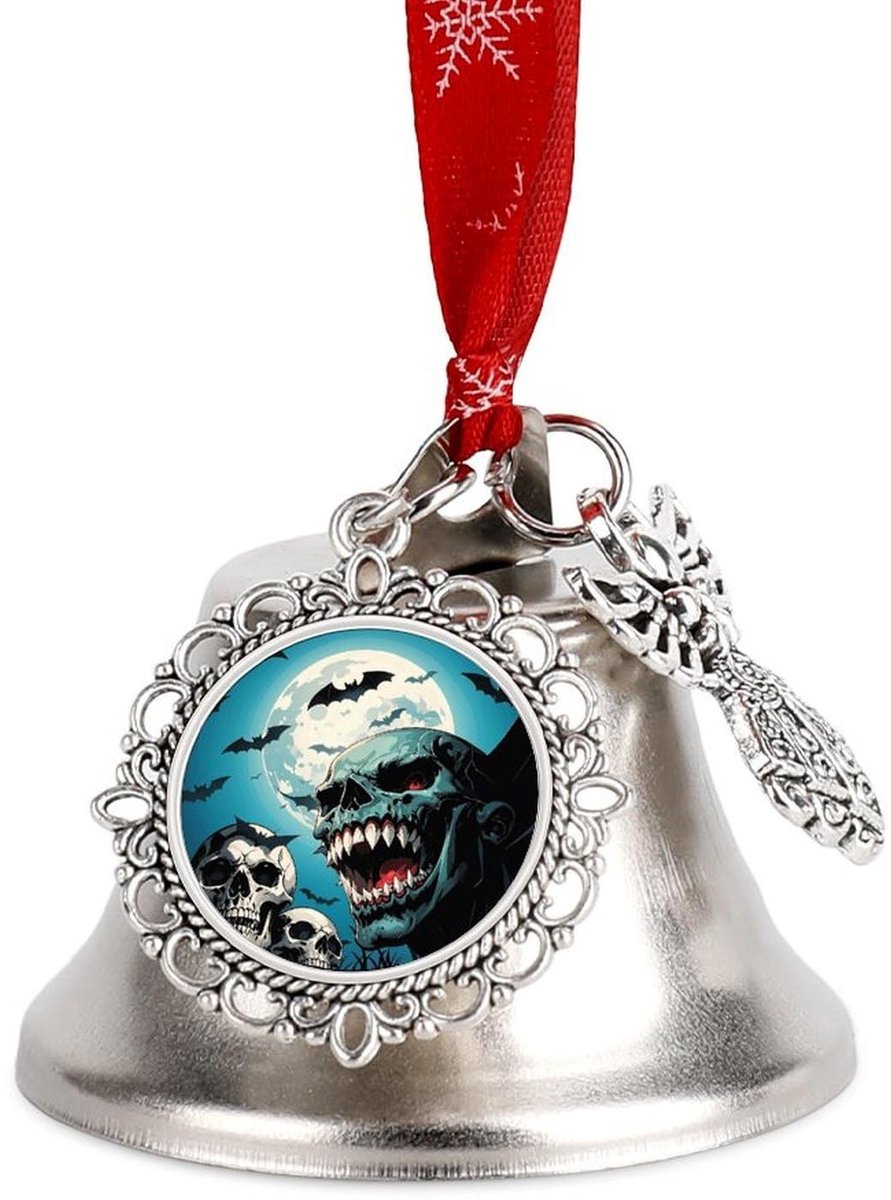 Kerstbel met Vleugelhanger - Vintage Metaal - Wit