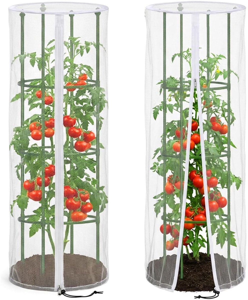 2 Stuks Tomatenlatwerkbeschermingsnet - Met Ritssluiting en Trekkoord