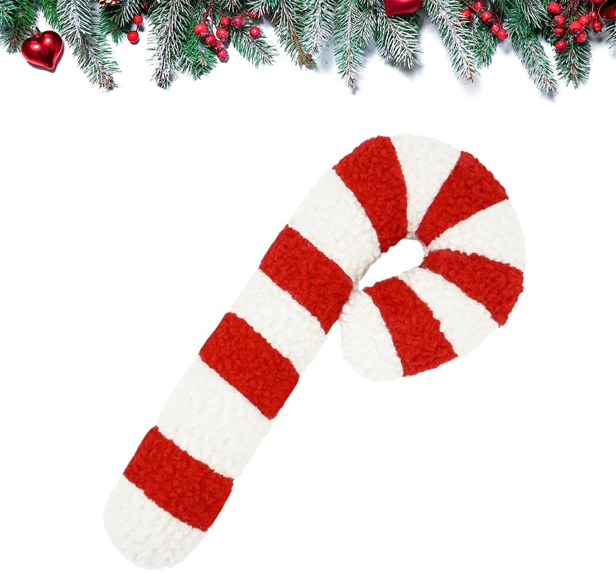 Kerst Candy Cane Kussen - Zacht Plush 35 cm