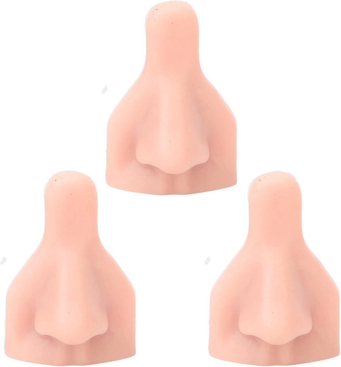 3 Stuks Siliconen Neus Model - Zachte Flexibele Herbruikbare 3D Neus voor Sieraden Display en Onderwijs, Lichte Huidkleur, Perfect voor Oefeningen en Demonstraties