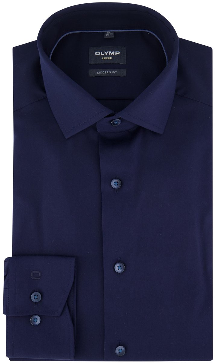 Olymp overhemd effen navy modern fit