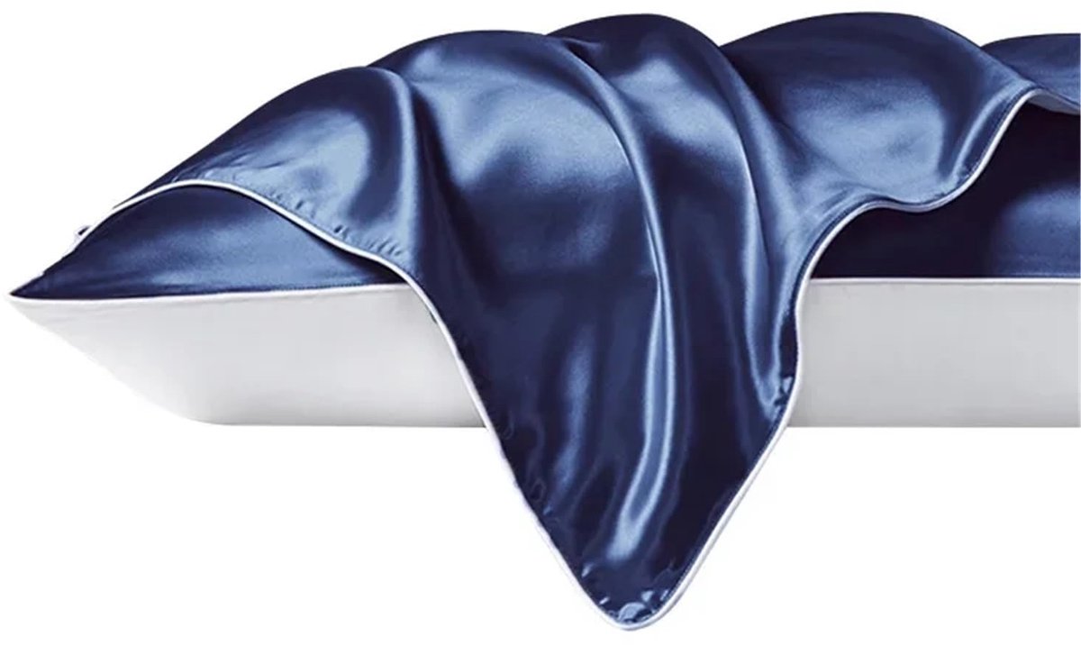 Kussensloop van pure zijde - Donkerblauw - 48 x 74 cm - 2 stuks