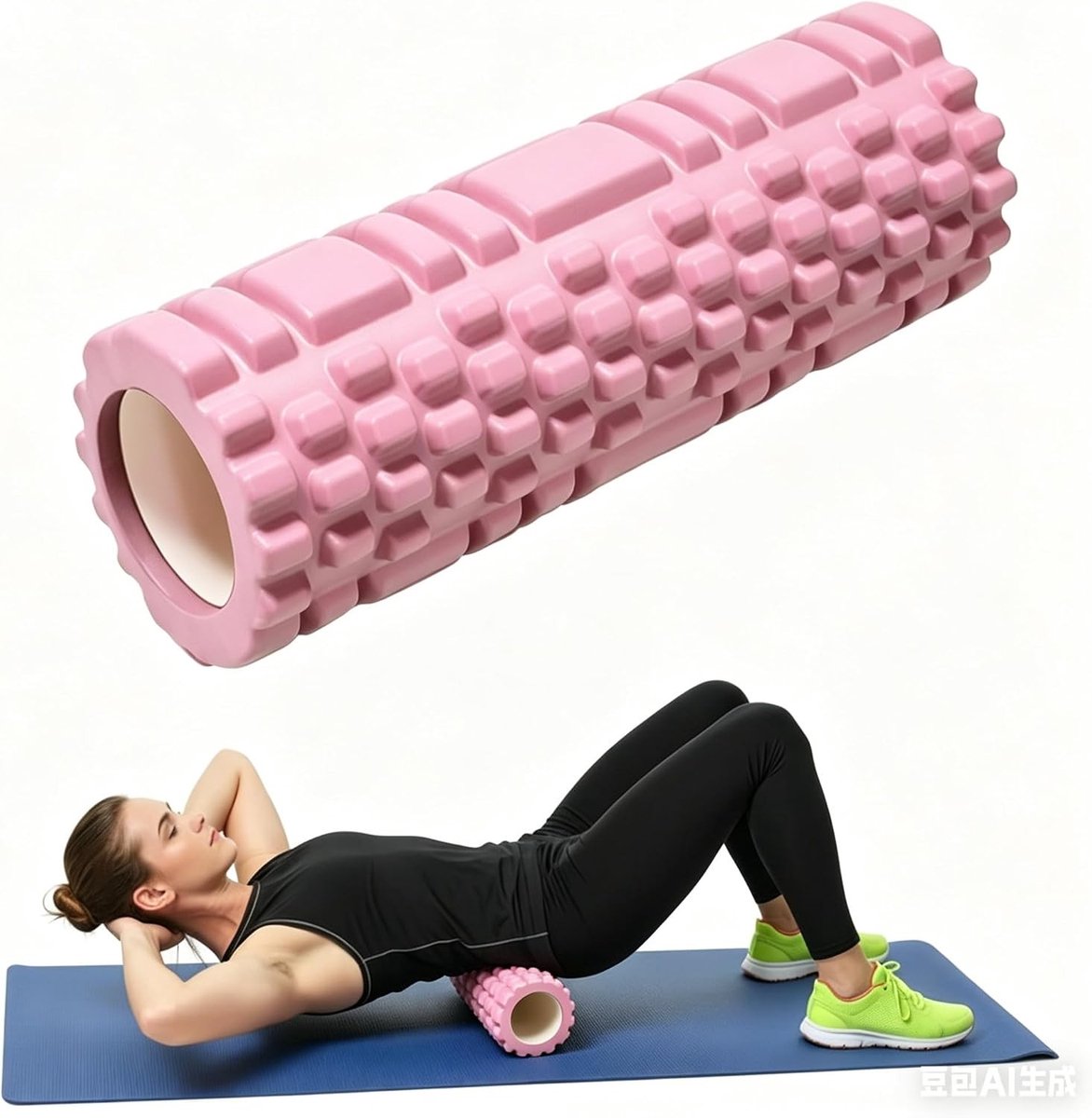 Schuimroller voor Pilates en Deep Tissue - EVA 3D Getextureerde Spiermassagerol voor Triggerpoint Pijnverlichting, Stevige Trainingsroller voor Rug, Benen en Ontspanning (30 x 10 cm)