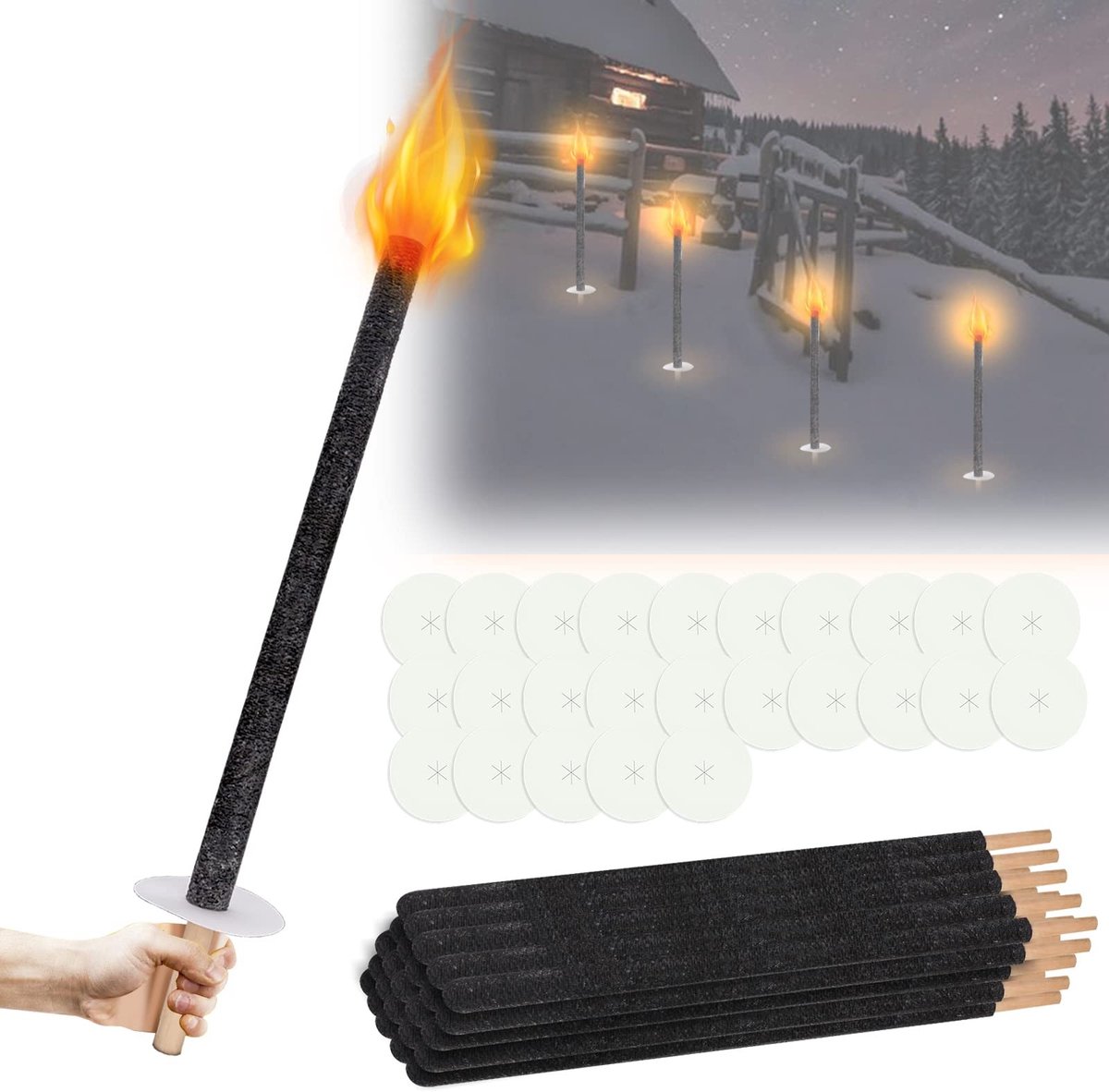 Wax Fakkels voor Buiten - Set van 25