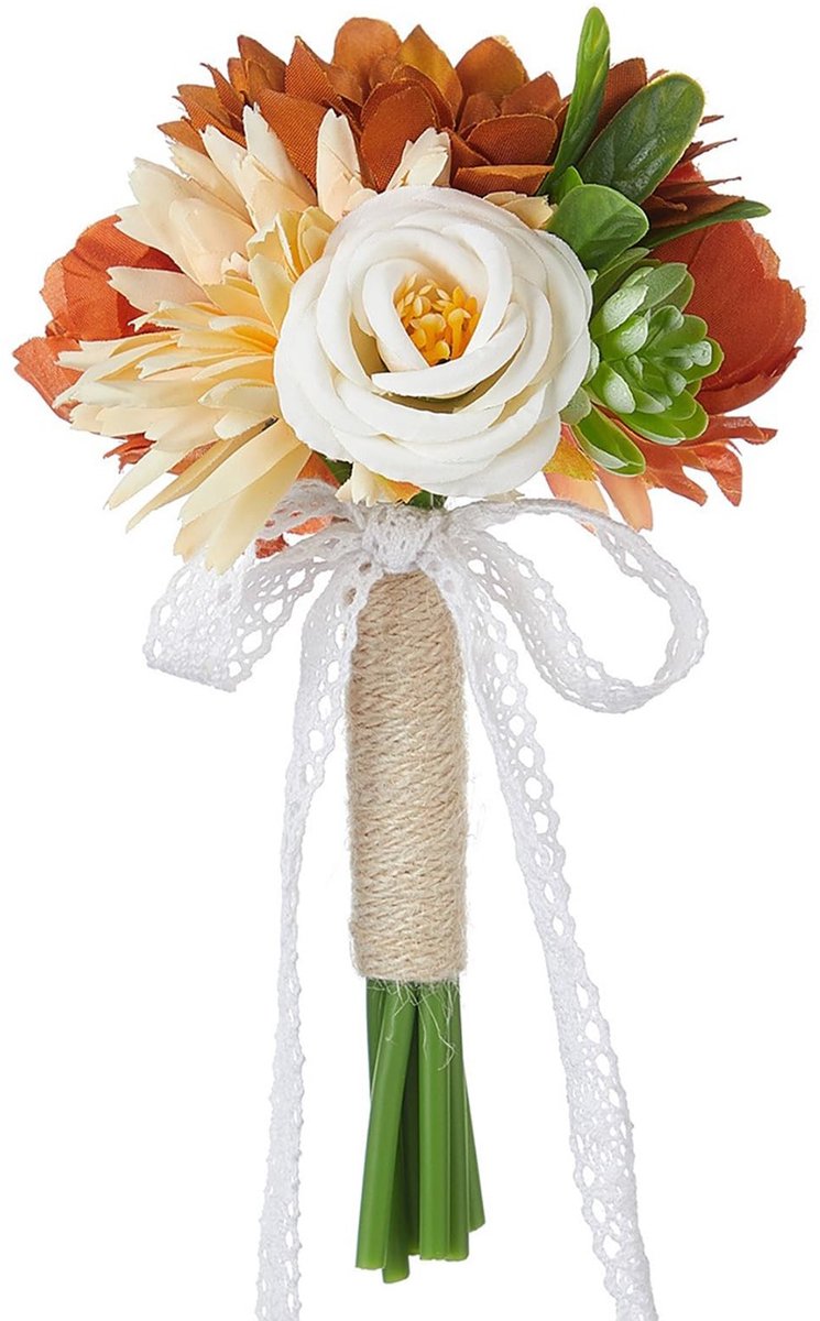 Mini Kunstbloem Boeket met Kant - 20 cm