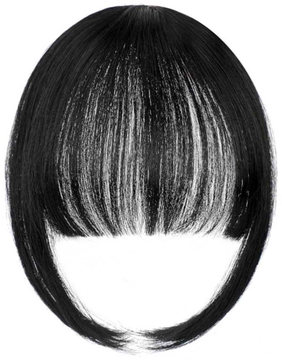 Clip-In Haarfranje - 100% Remy Menselijk Haar - Zwart