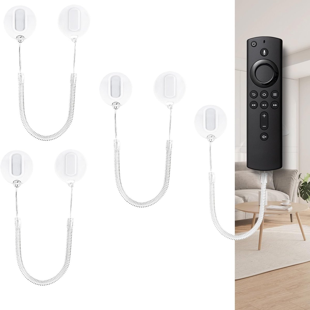 Set van 3 magnetische afstandsbedieninghouders - Uitschuifbare veerkoorden 47 inch