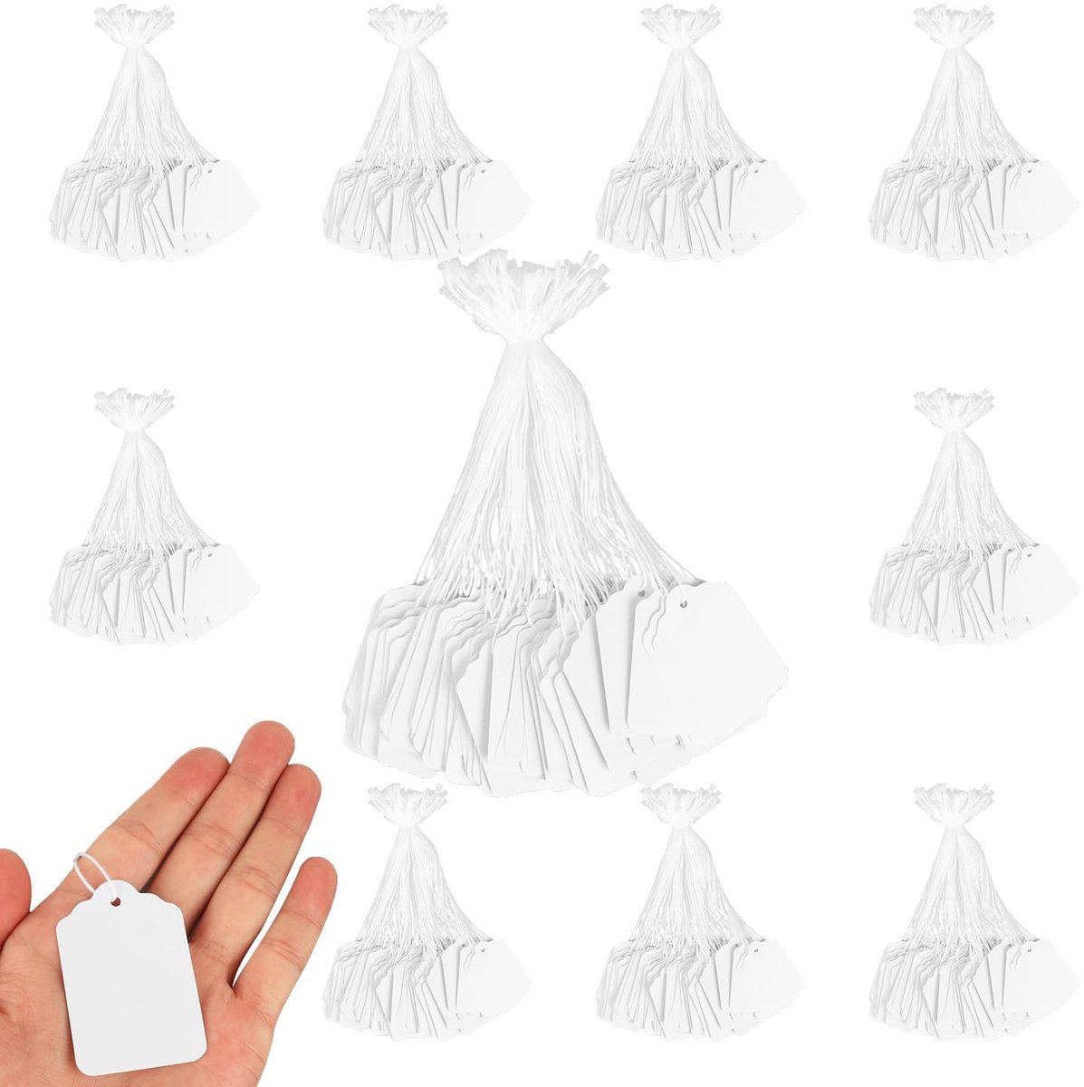 2000 Stuks Prijslabels met Touw - Witte Papieren Hangtags