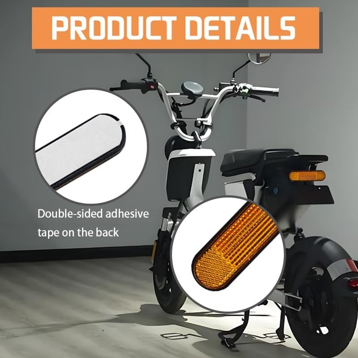 Set van 4 Gele Rectangular Reflectoren voor Motoren en Fietsen - Zelfklevende Cat Eye Reflectoren voor Verbeterde Zichtbaarheid en Veiligheid