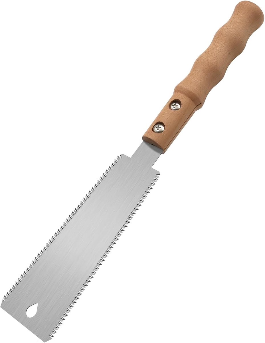 Dubbelzijdige Japanse trekzaag met fijne tanden, 15 cm handzaag voor houtbewerking en precisieafwerking, geschikt voor hard- en zacht hout