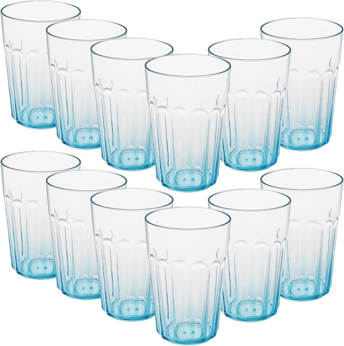 Shatterproof Drinkglazen voor Water, Koffie en Melk - Herbruikbare Plastic Bekers voor Feestjes, Picknicks en Kamperen - Stapelbare Set van 12, 350ml