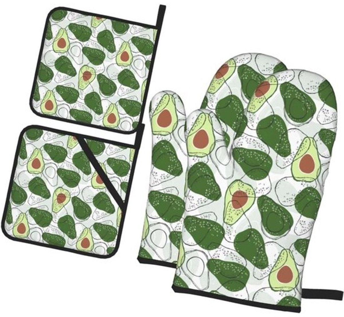 Ovenwanten en Pothouders Set - Keukenhandschoenen Pannenlappen - Veilig Koken - Hittebestendig tot 180°C - 2 maten - Groen