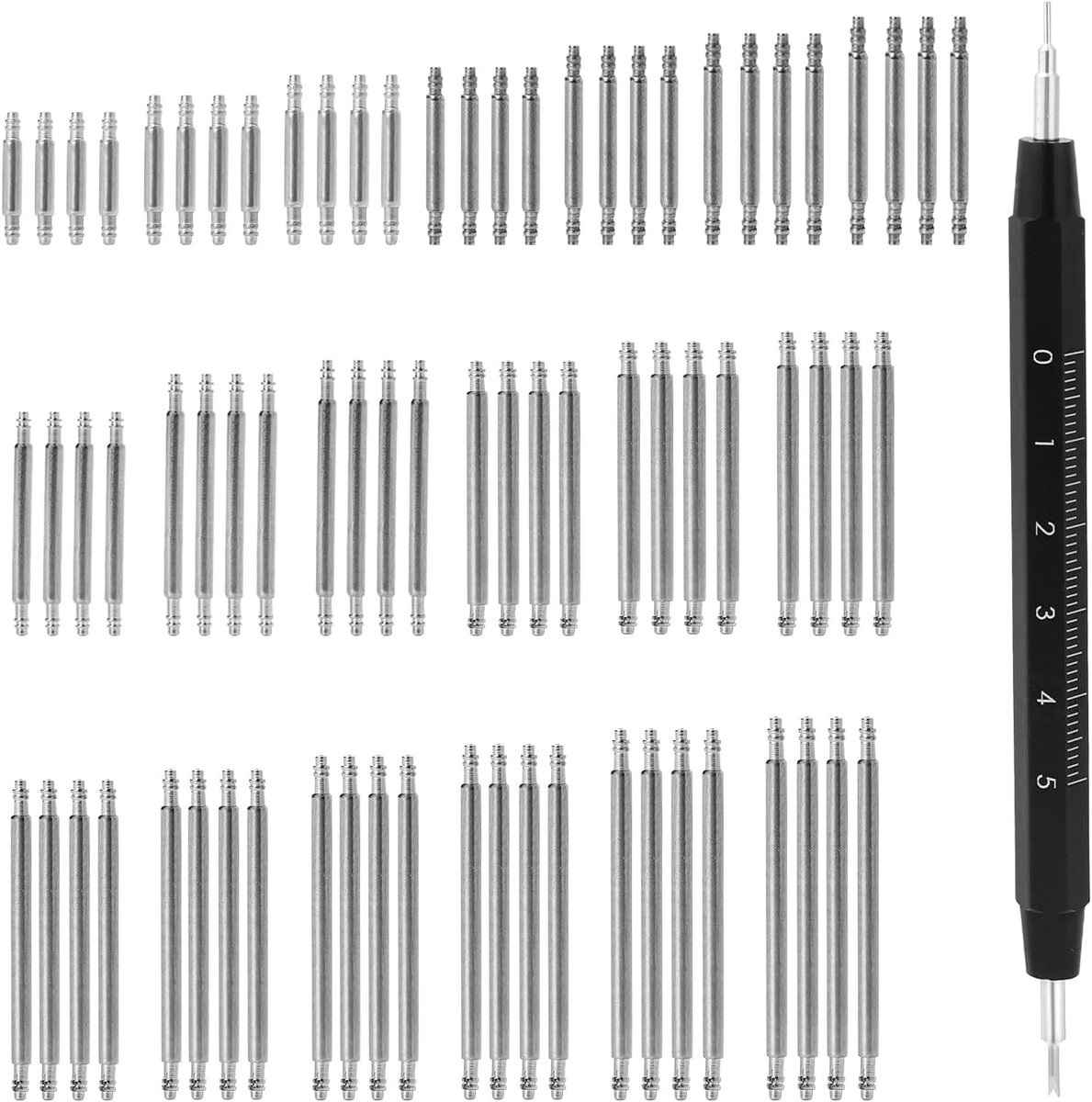 Complete Set van 77 Horlogeband Gereedschappen, 19 Maten, RVS, Vervangingskit en Reparatietools voor Horlogebanden, Lengte 8mm-26mm