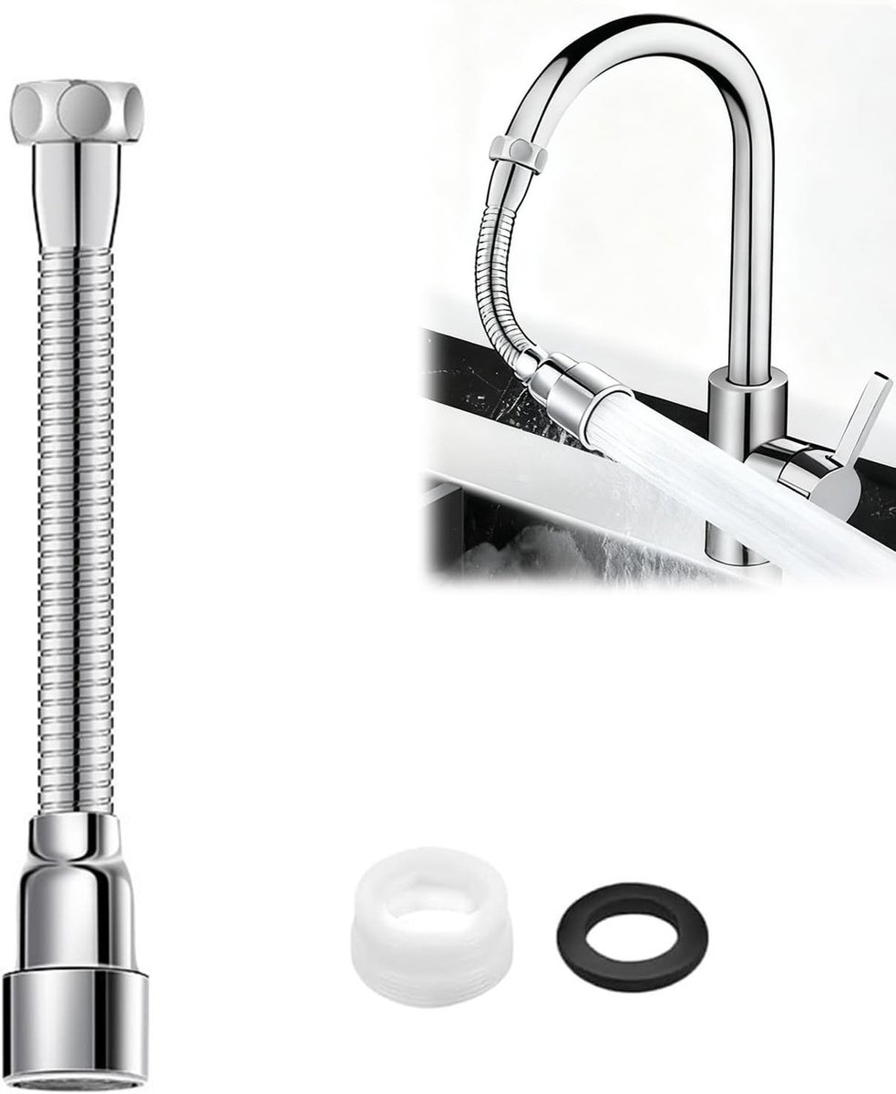 Hoekverstelbare Wateruitlaat met 720° Rotatie en Jetcontroller voor Keuken en Badkamer, 20 cm, Spatwaterdicht en Functioneel