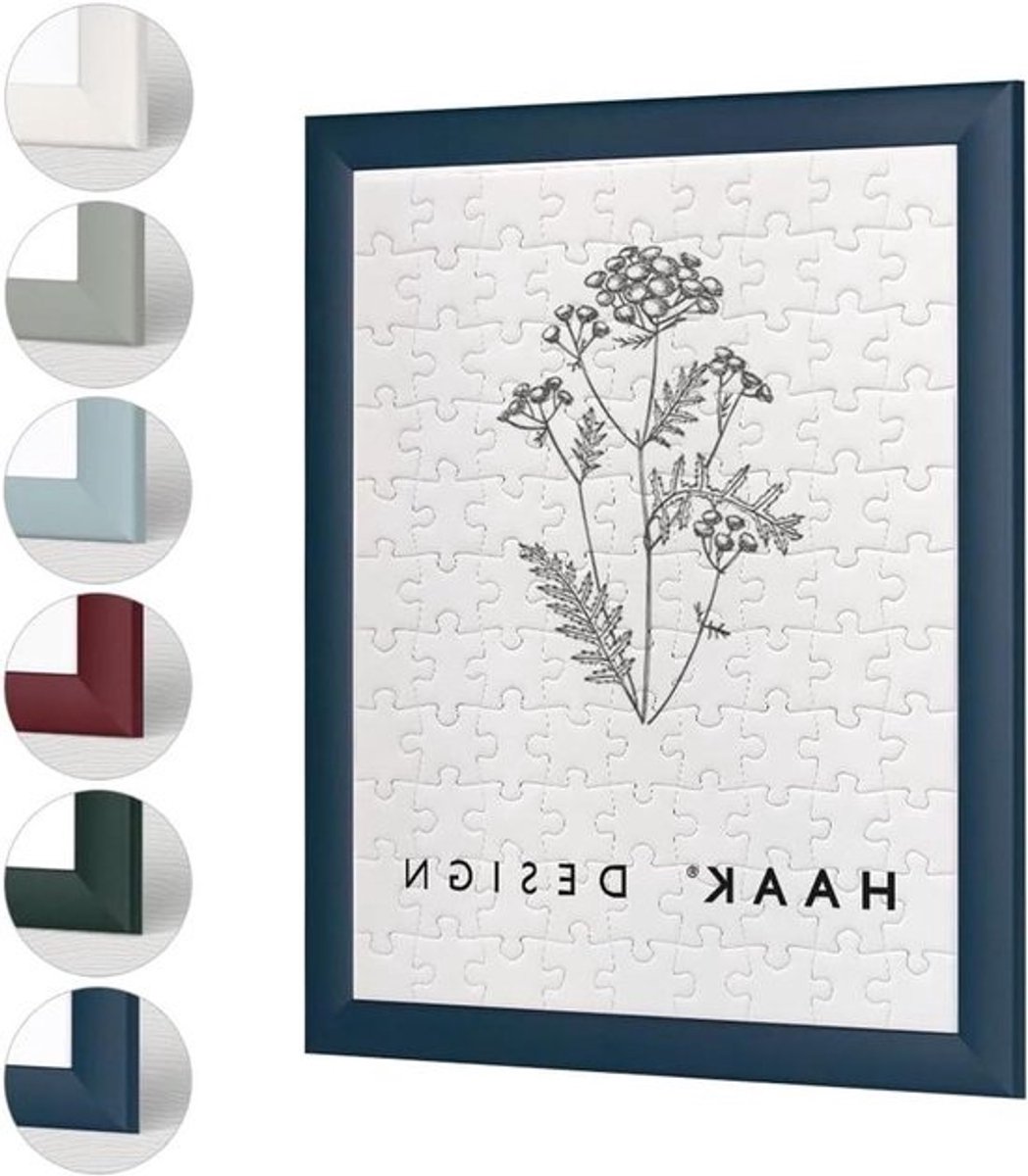 Puzzellijst Damira - Fotolijst Puzzel - Puzzels Inlijsten - Klassieke Stijl - 48 x 64 cm - Donkerblauw