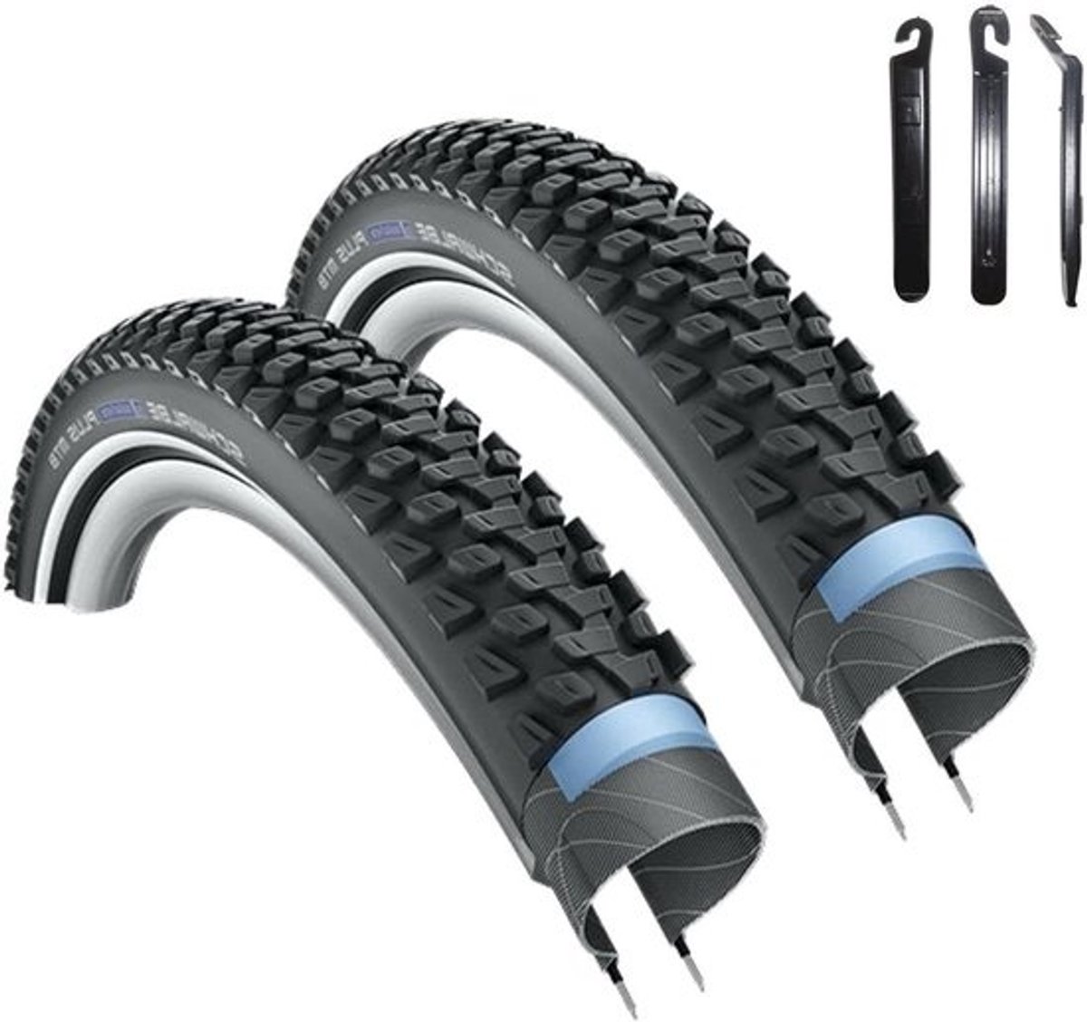Schwalbe Marathon Plus MTB - Fietsbanden set - Fietsen onderhouden - Onplatbaar met reflex - 57-584 (275 x 225) - Zwart