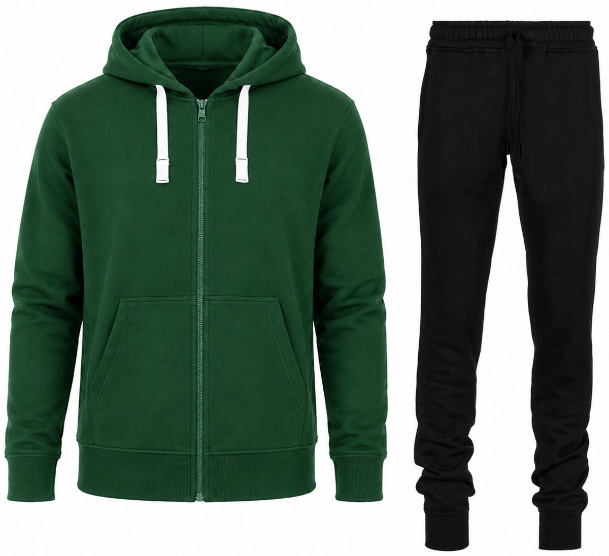 Trainingspak Heren met Rits - Joggingpak Heren met broek - Groen - M