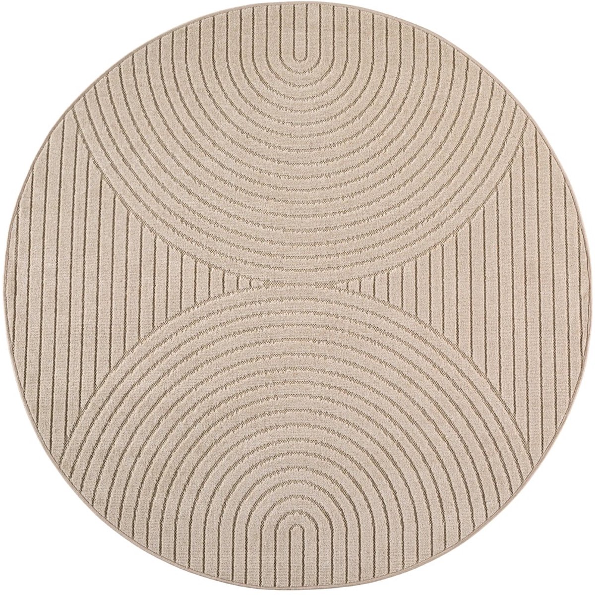 Dutch XXL Rond Japandi Vloerkleed | Tapijt | Nova | Bogen | Beige | 200x200 cm