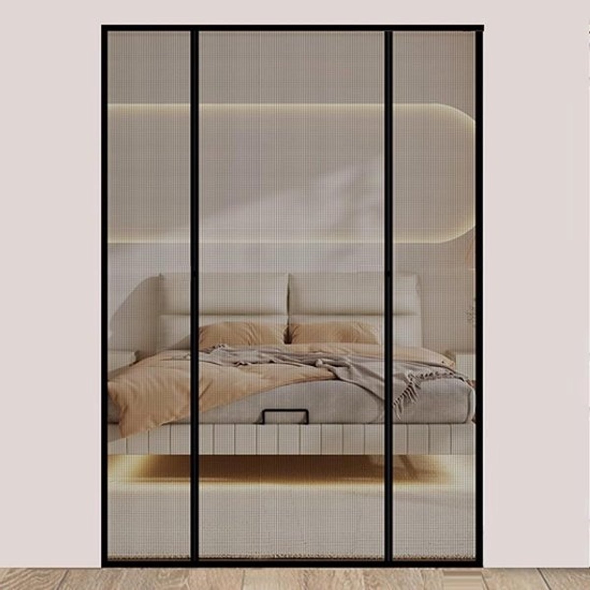 Hordeur Zwart - Vliegendeur Balkon - Insecten Buiten Houden - Dubbele Deuropening - 180x255cm - Zwart
