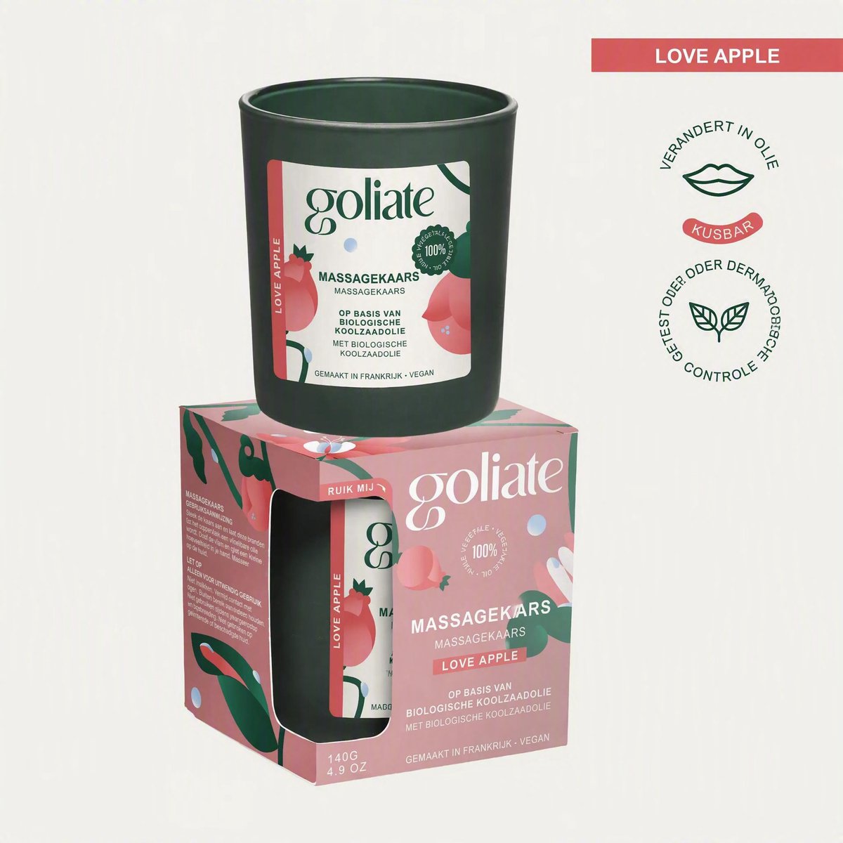 Goliate G076 - Massagekaars - Massageolie - Met Koolzaadolie - Natuurlijke Ingrediënten - Sensuele Ontspanning - Exclusieve Geur