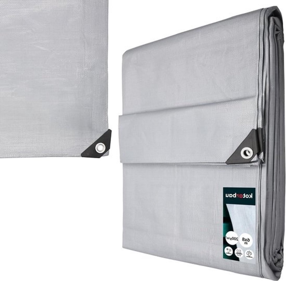 Afdekzeil - Beschermzeil Zeil - Spullen Beschermen - Waterdicht UV-bestendig - 6 x 8 m - Zilver