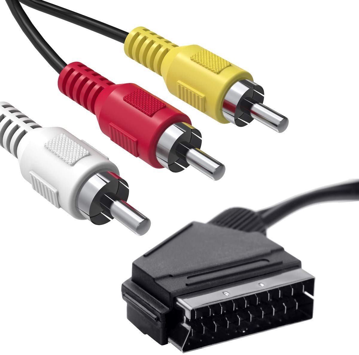 SCART naar 3 RCA Male Kabel 1.5M, Schakelbare AV Adapter voor TV, Home Cinema en Audio Apparatuur