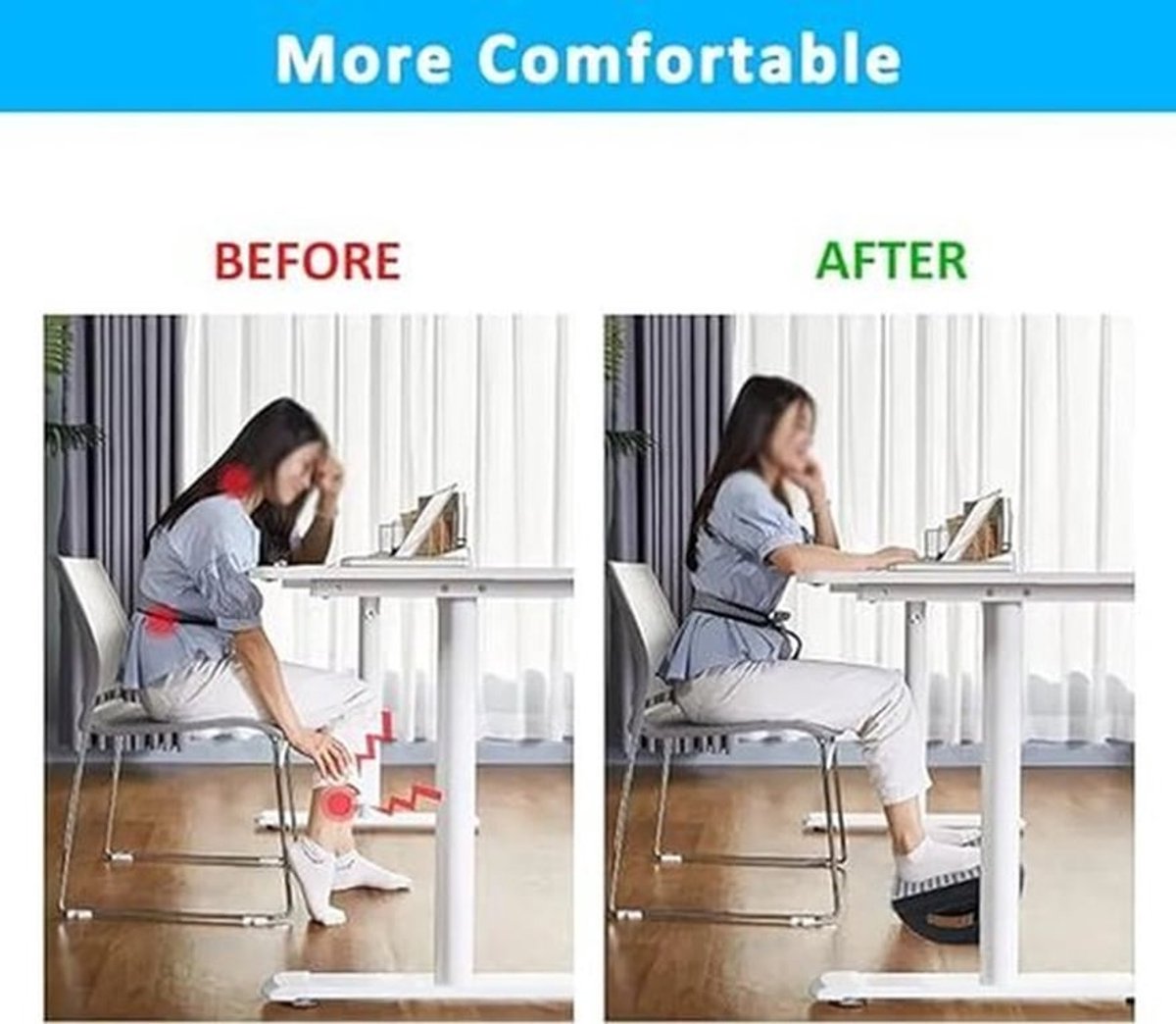 Voetsteun voor onder het bureau, antislip voetsteun, antislip voetsteun met massagefunctie, geschikt voor kantoor en thuiswerkplek.