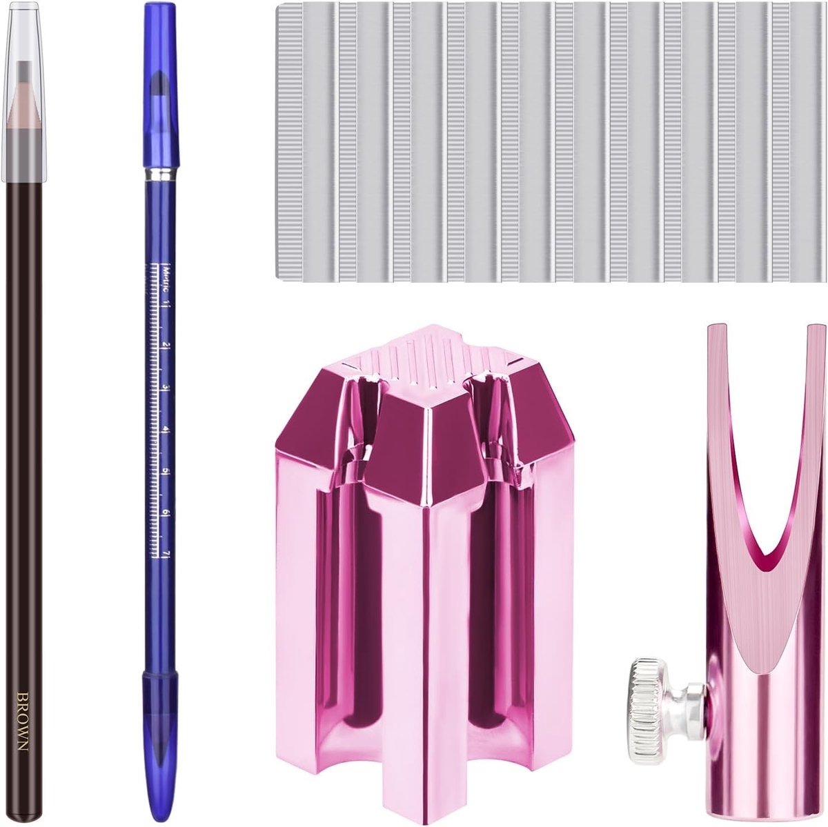 Complete Set voor Oogbrauwmake-up: 10-delige Slijper, Oogbrauwtrimmer en Potloden in Bruin en Zwart voor Perfecte Microblading en Make-up