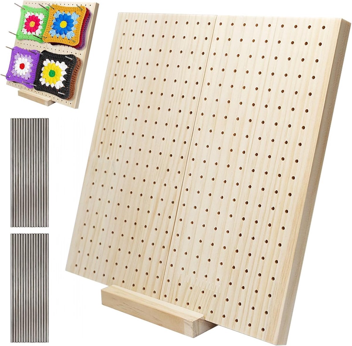 Houten plank voor haken, 25 cm, multifunctionele houten plank voor creatief gebruik en organisatie