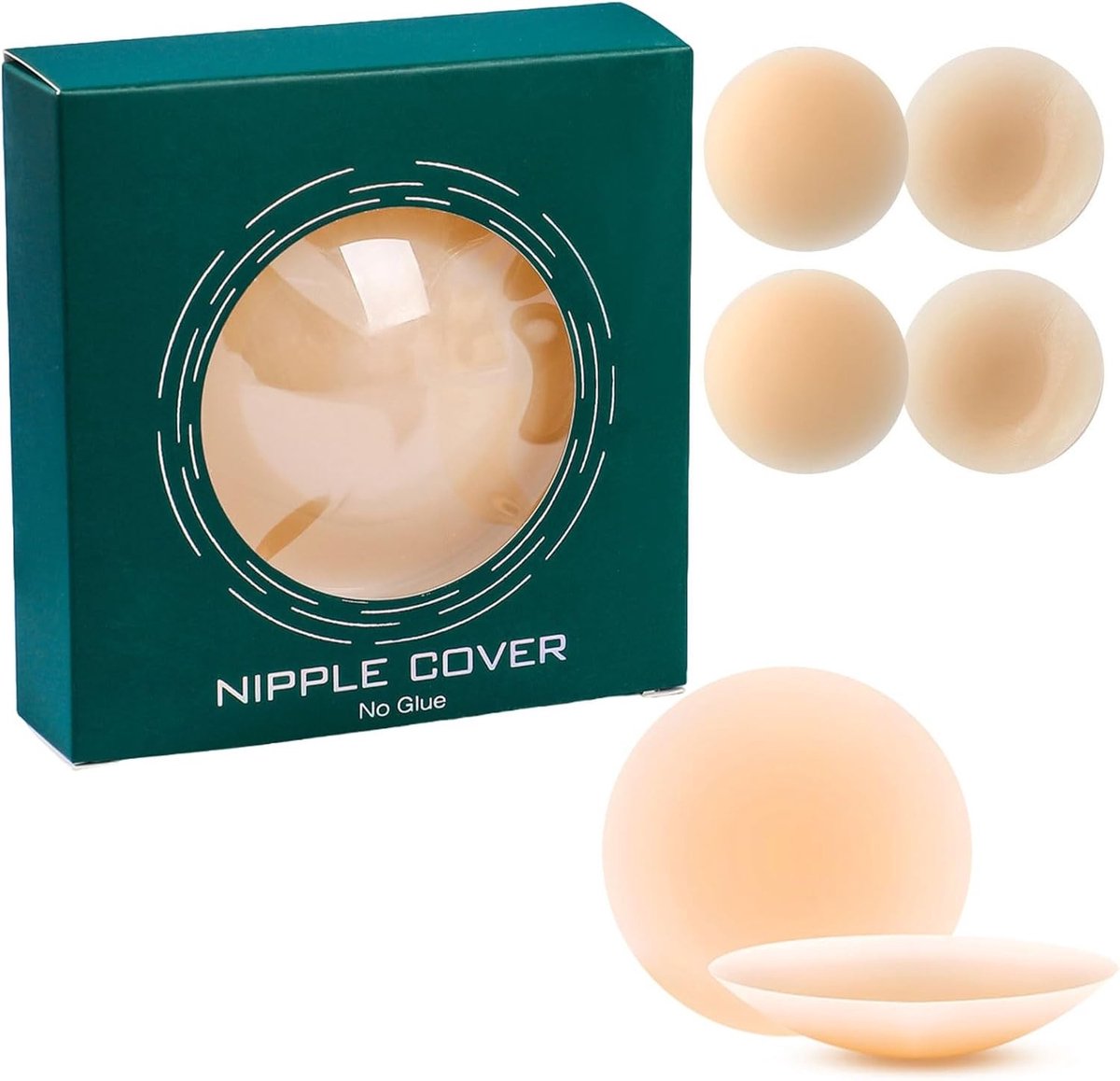 Herbruikbare Eco-vriendelijke Nipple Pads van Siliconen, Zelfklevende Tepelcovers, 2 Paar met Accessoires en Premium Kwaliteit [8cm Ø]