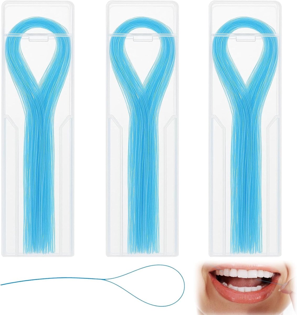 Floss-inrijger voor bruggen en beugels, interdentale reiniging voor implantaten en orthodontie, flexibel nylon voor optimale plaque-preventie, 3 x 50 stuks
