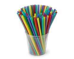 KURTT - 500 stuks Plastic rietjes - herbruikbaar rietje - 8x240mm - reusable - multicolor ( europese norm EN12875-1 gecertificeerd)