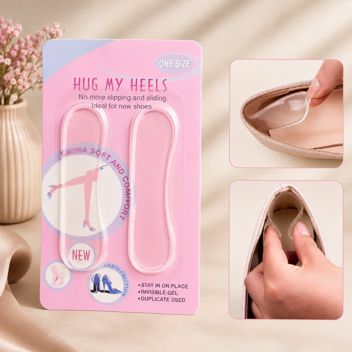 merkloos Gel Hielcupjes - Siliconen Schoeninzetstukken voor Blaarpreventie en Extra Comfort - Antislip