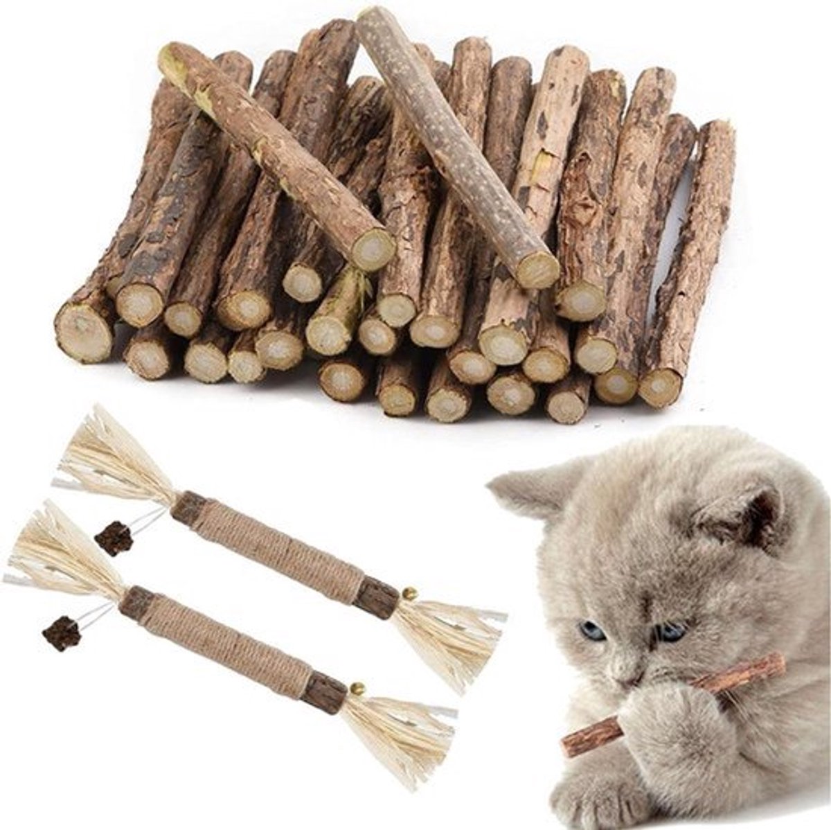 Kattenkruidsticks voor tandverzorging en slechte adem - 30 + 2 stuks