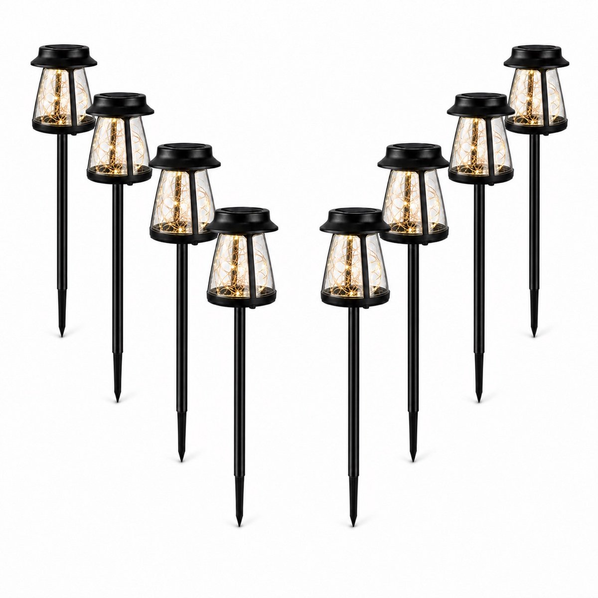 Suntac Solar Tuinverlichting - 8 Stuks - 2-in-1 Priklamp & Hanglamp - Warm Wit - IP44