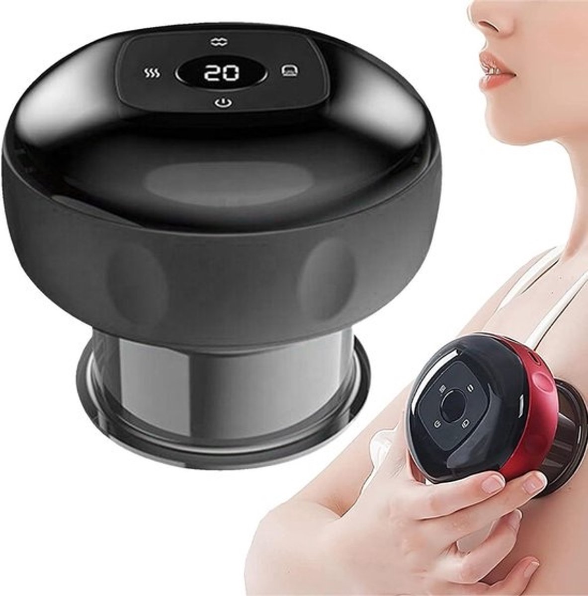 Cupping Massageapparaat - Zuignap Massage - Spierontspanning Bevorderen - Intelligente Drukregeling - 18 x 14 x 8 cm - Wit