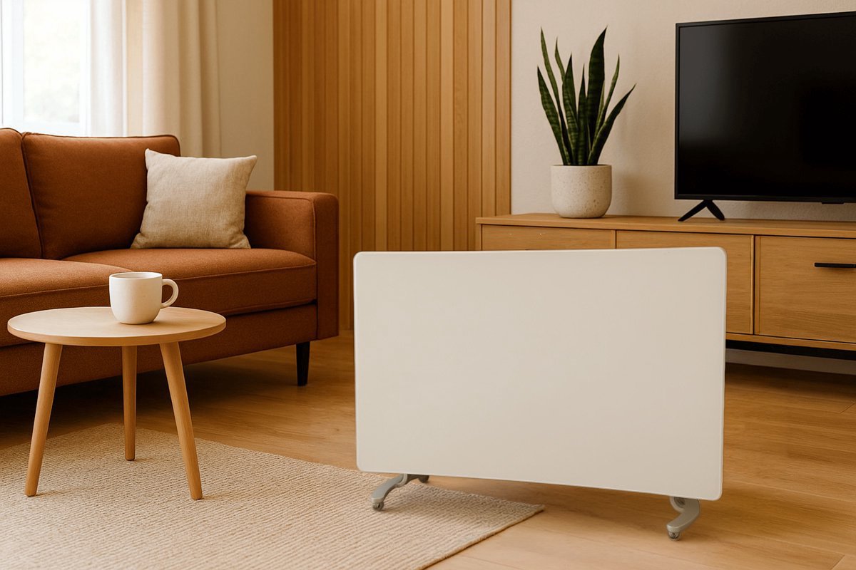 Webzon Curved Zenith Elektrische Kachel – 2400W – Glazen Convector Kachel – WiFi & Smart Life App – Afstandsbediening – Timer – Instelbare Thermostaat – Vrijstaand & Wandmontage – 87×48×13 cm – Wit