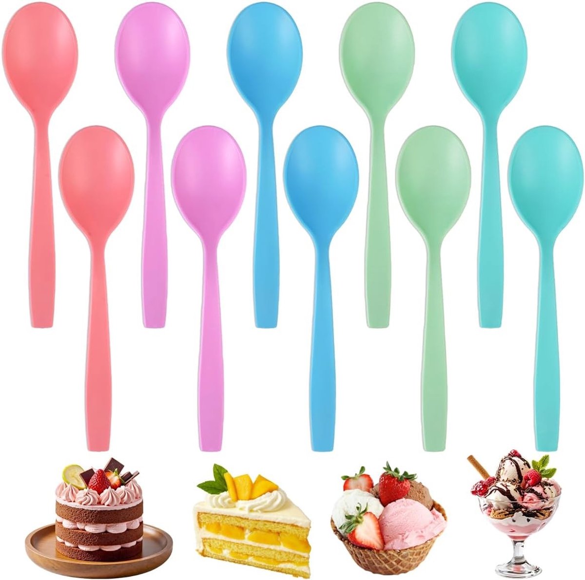 Herbruikbare Plastic Lepels Set van 10 Stuks, Ideaal voor Eieren en Smoothie, 15.5x3.5 cm