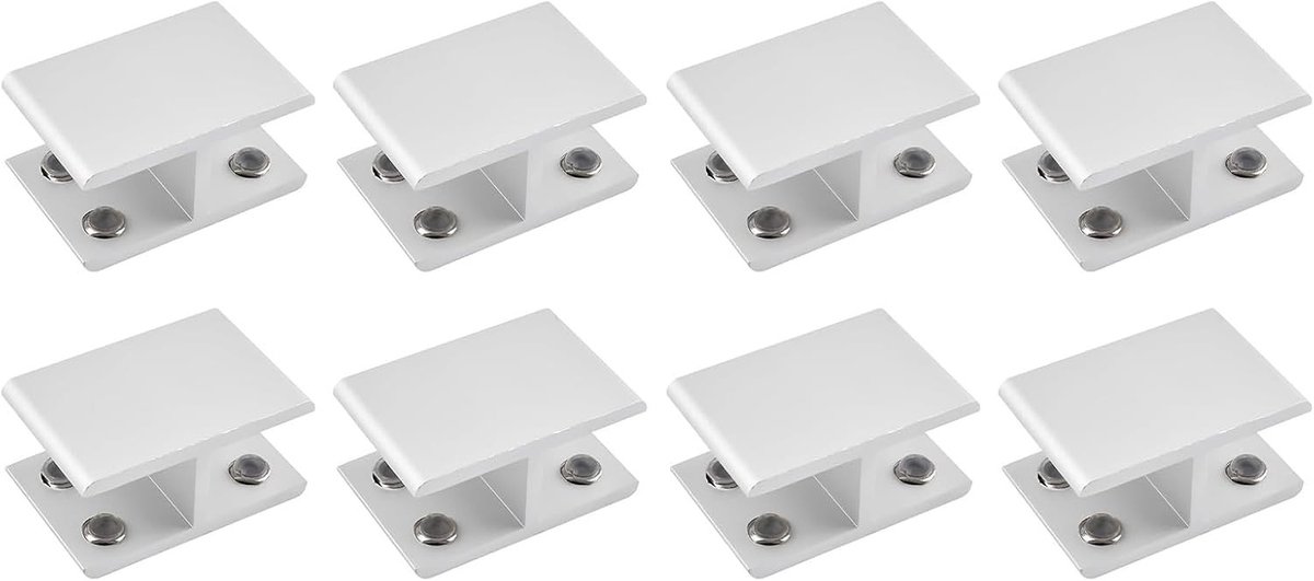 Verstelbare dubbele aluminium glazen planksteun, 8-delige set met clips voor 18-20mm dikte, 180 graden voor stevige bevestiging en optimale ondersteuning