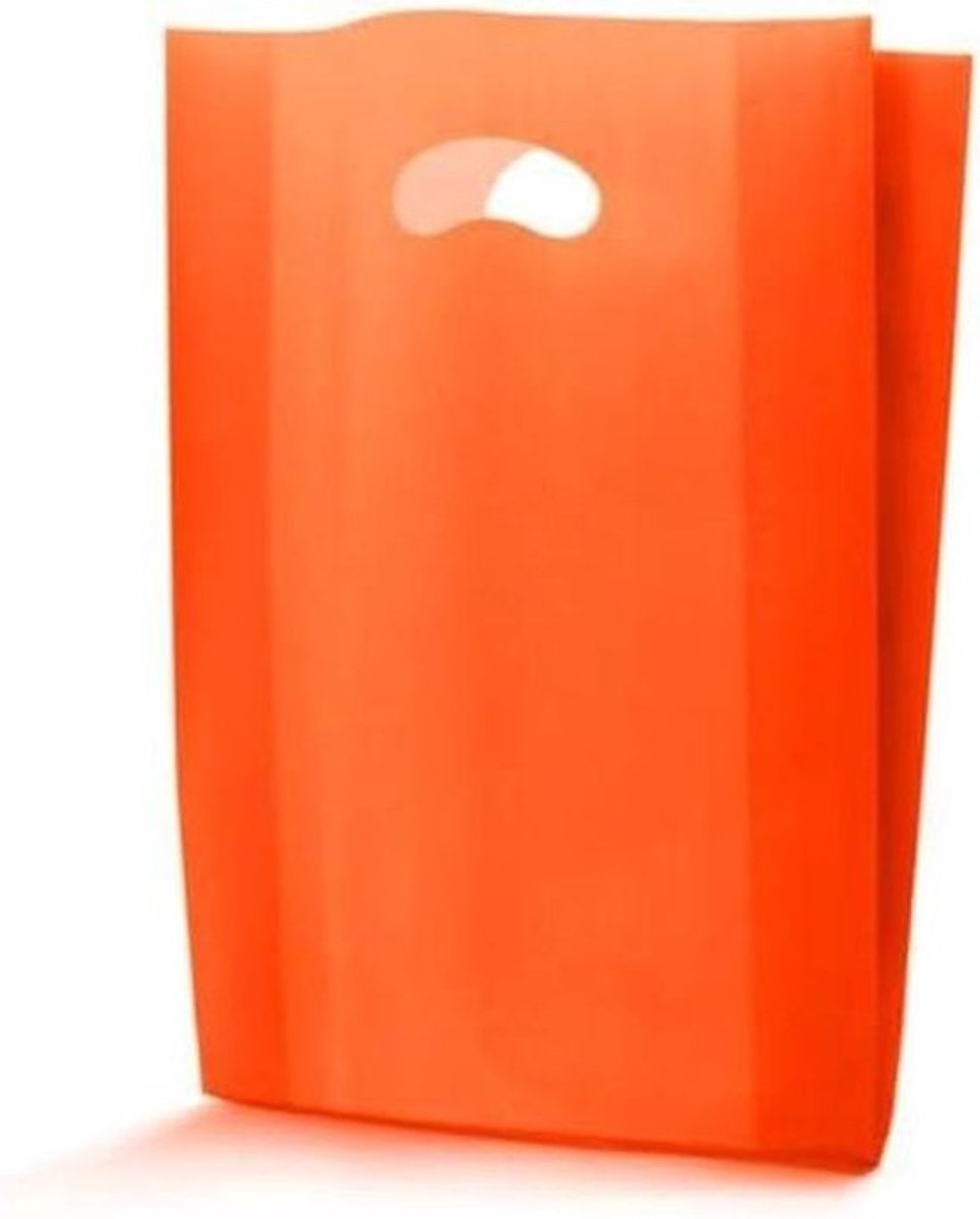 Shopper Kunststof - Draagtas Plastic - Boodschappen Doen - Met Vouwbalg - 35 x 50 cm - Oranje