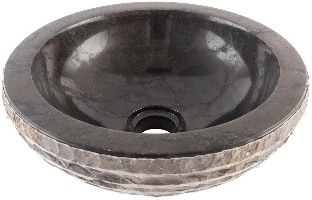 Marmeren Wasbak - Rond - Antraciet - Handgemaakt