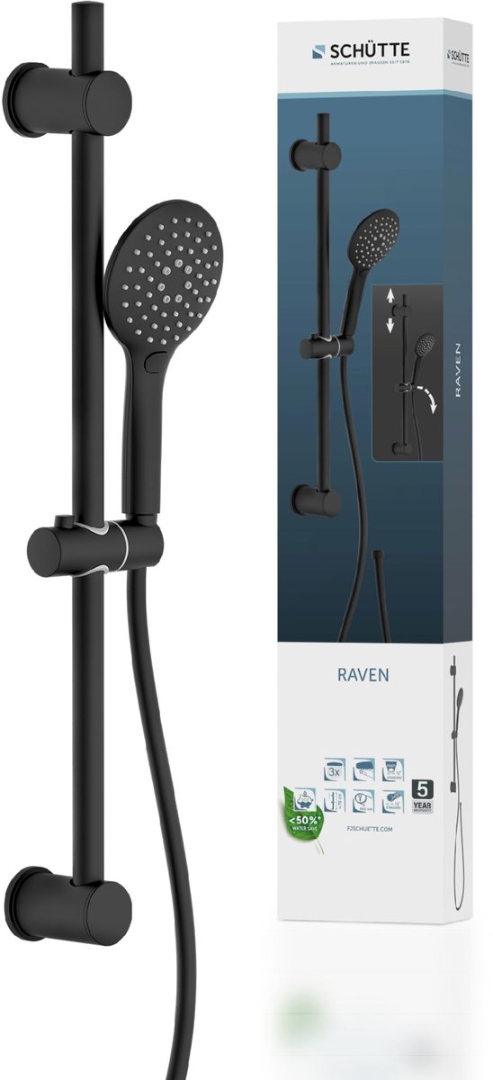 Doucherailsysteem met handdouche - Zwart