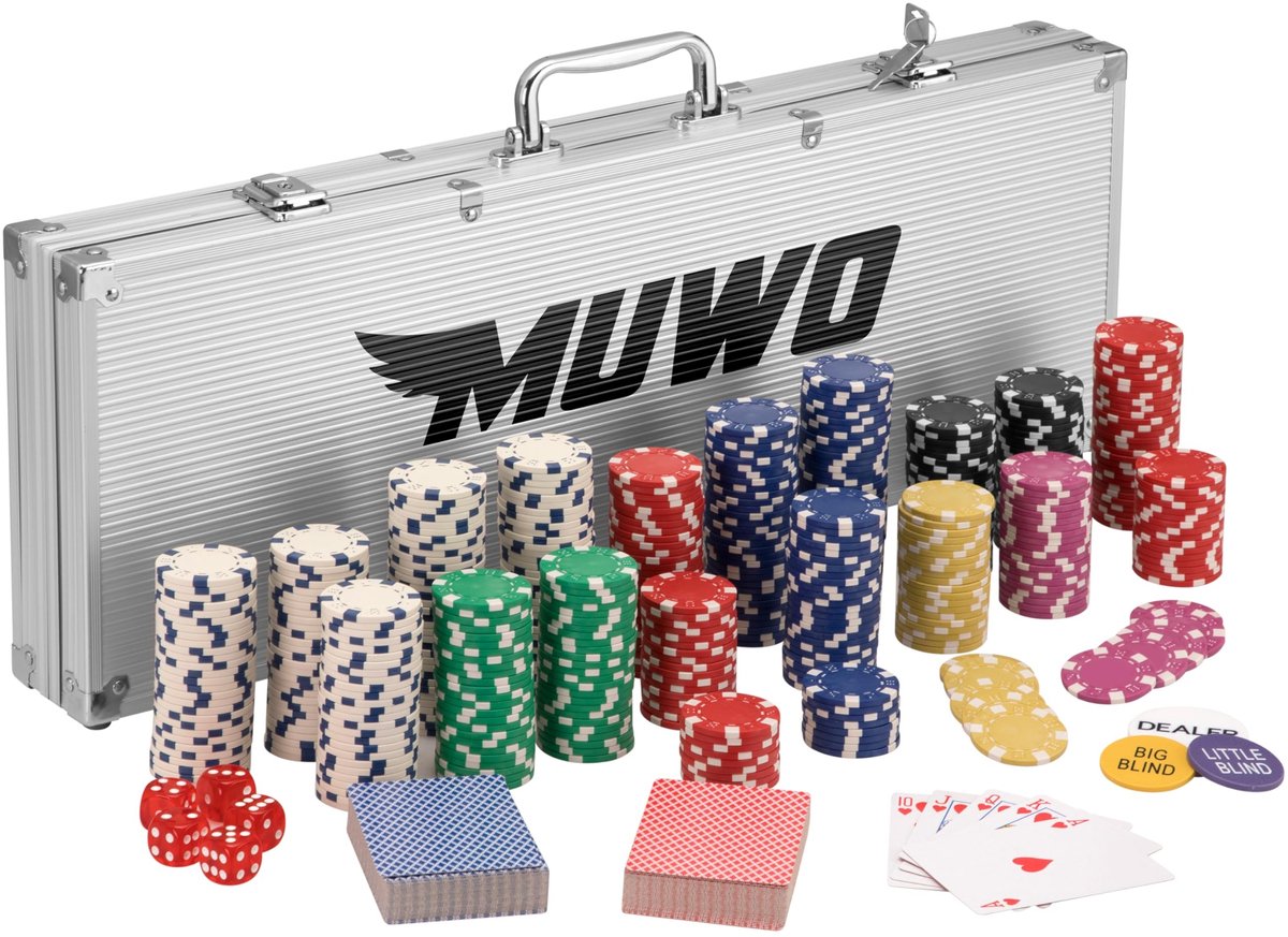 Poker Set met 500 Chips in Aluminium Koffer - Compleet met Speelkaarten en Dobbelstenen