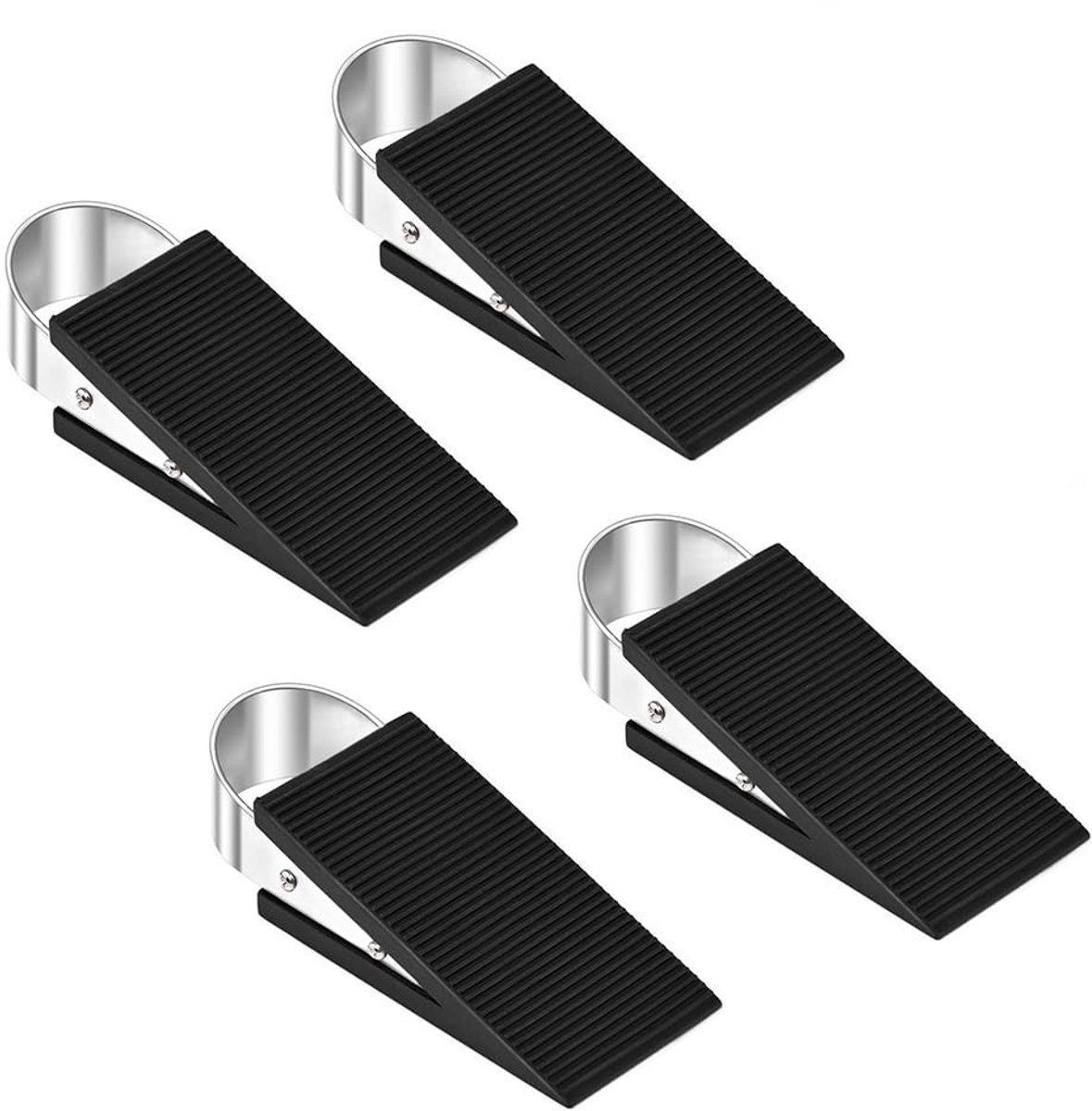 Zware Rubber Deurstopper Wedge - Set van 4 Stuks voor Thuis en Kantoor