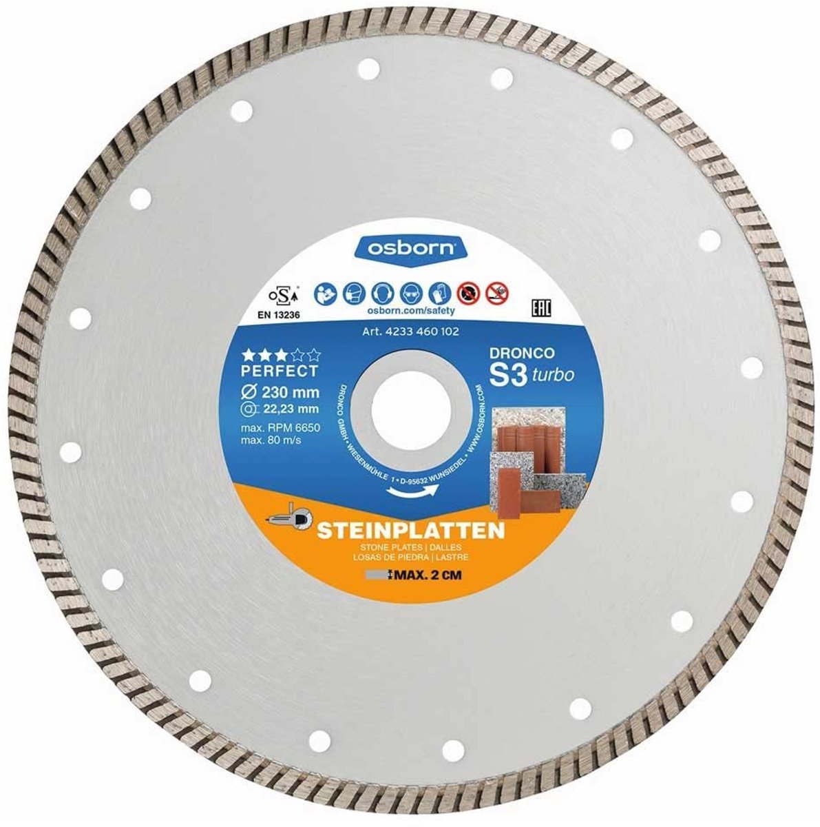 Diamantschijf S3 Turbo - Ø 230 mm voor steen