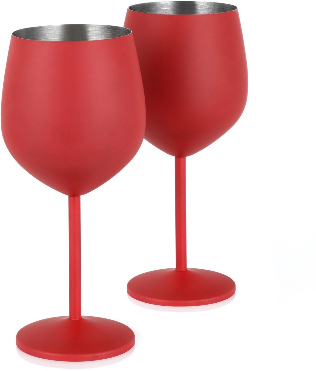 Cocktailglazen Set - Matte Rode 550ml - Schokbestendig - 2 Stuks
