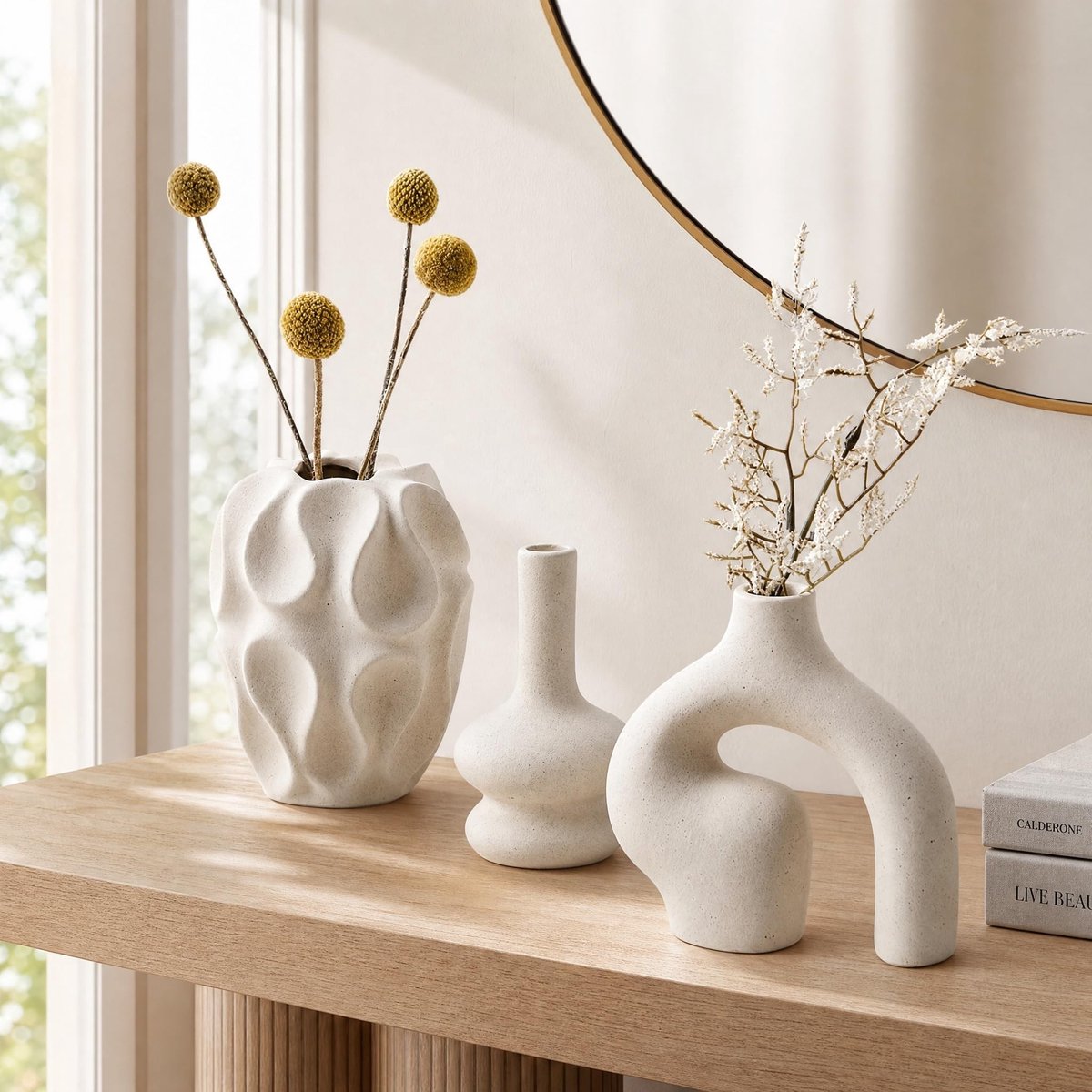 Set van 3 Scandinavische Vazen - Voor Pampasgras en Droogbloemen