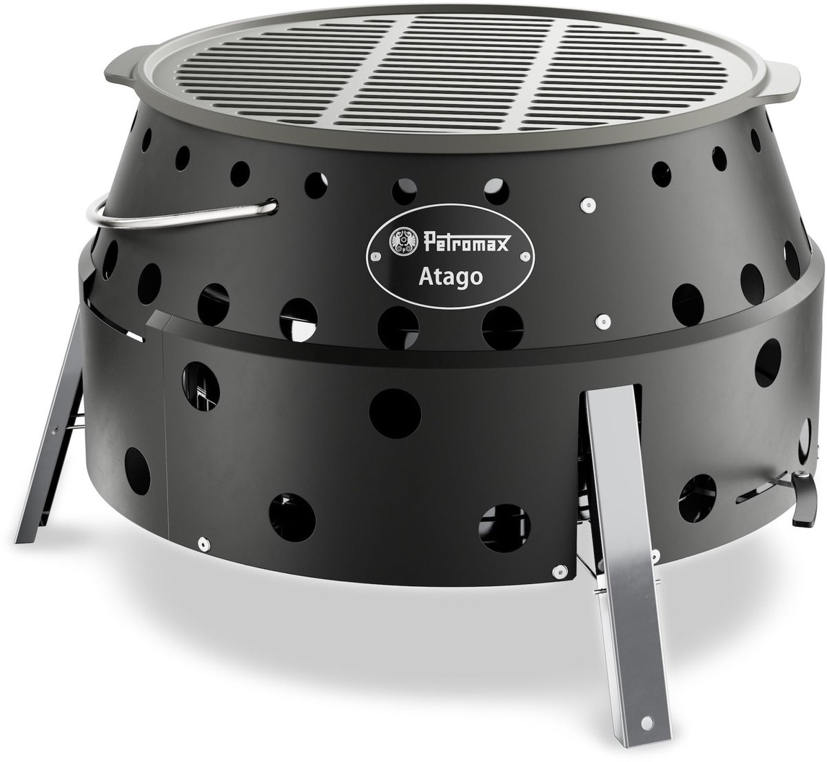 4-in-1 Mobiele Barbecue - Zwart - Inclusief Grillrooster van Gietijzer